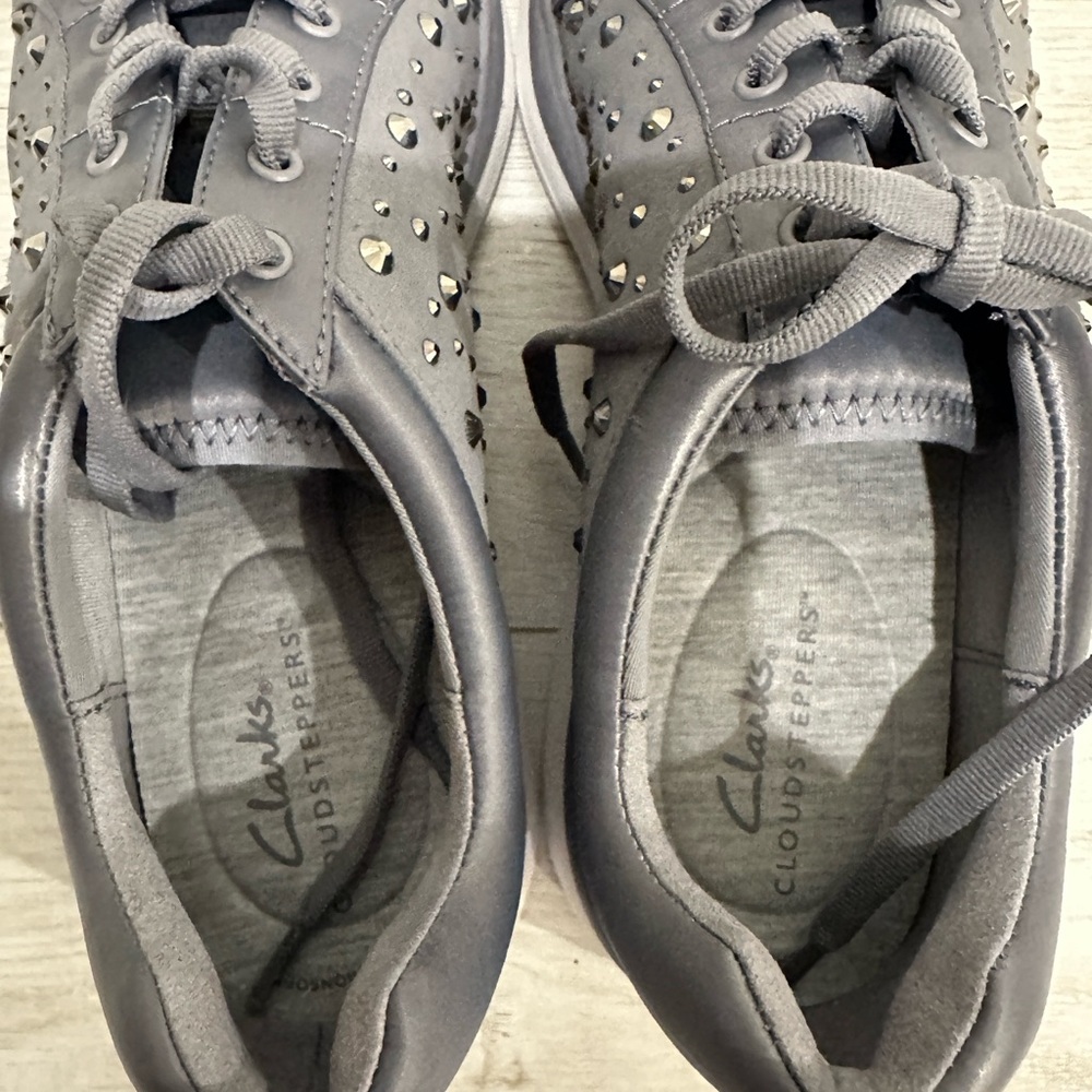 Clarks Gray Studded Sneakers - Picture 7 of 9